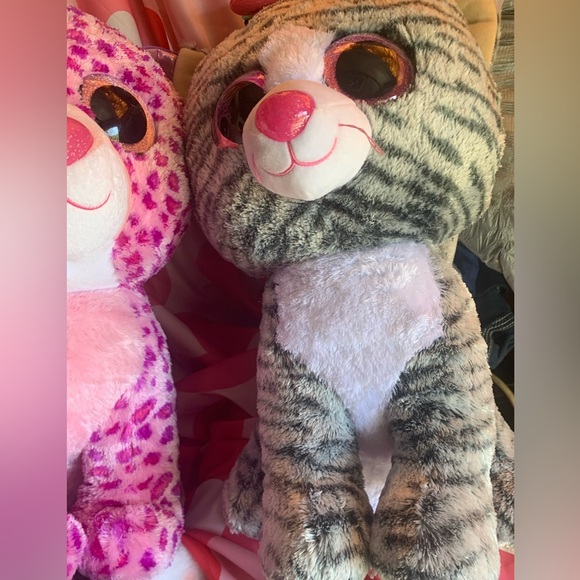 TY bundle of 2 Large 20” Kiki the Cat & Glamour the Leopard hard plushies - Picture 3 of 10